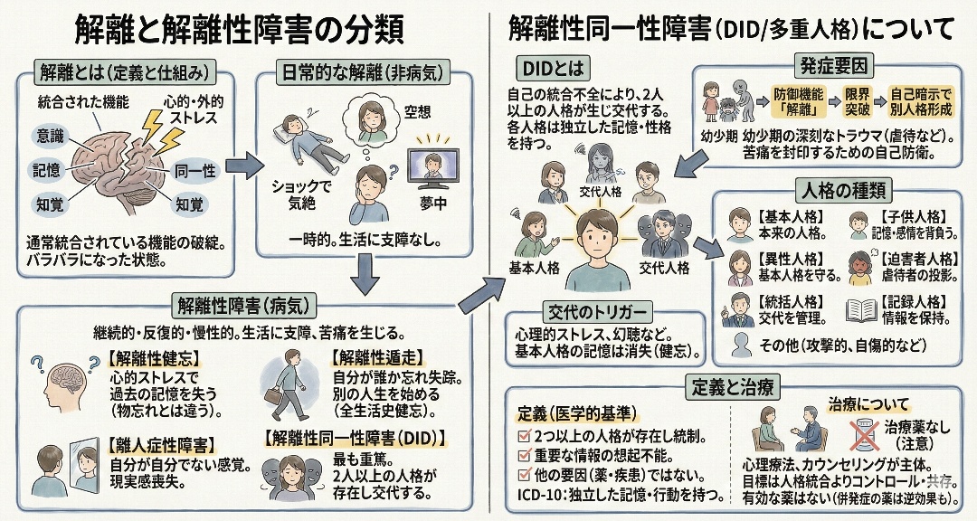乖離と解離性障害の分類解説グラフィックレコード