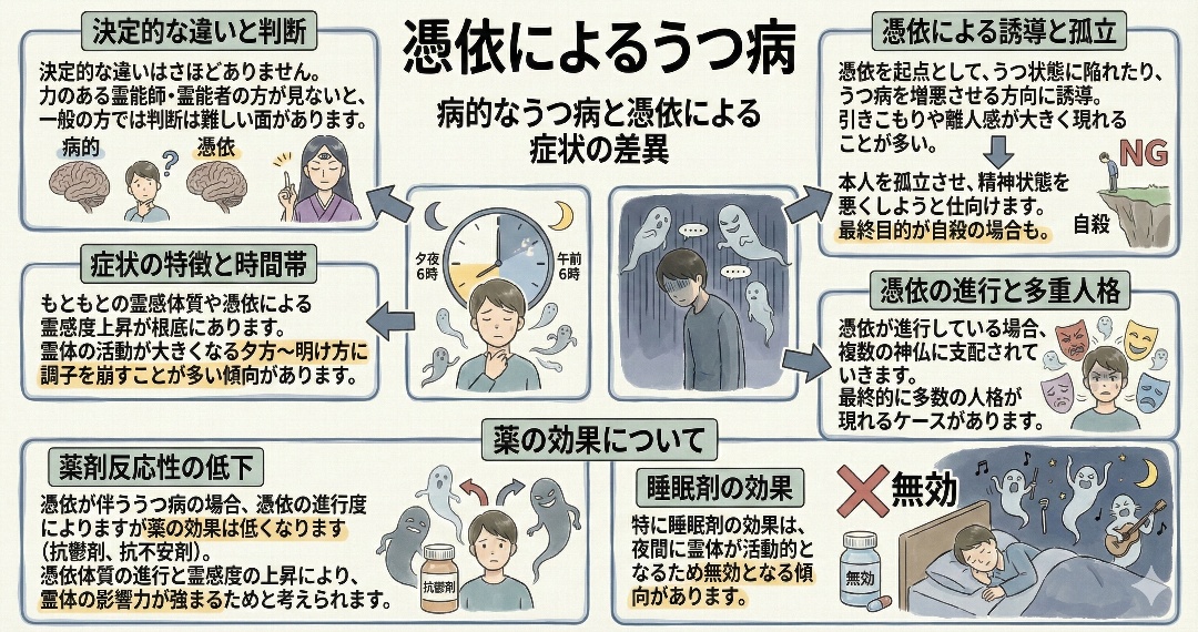 憑依によるうつ病の解説グラフィックレコード